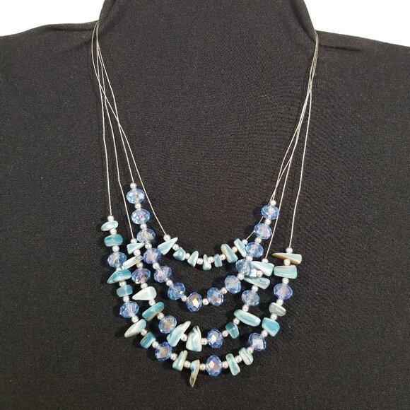 Blue Crystal and Shell Necklace & Earrings by Croft & Barrow NWT - Picture 2 of 11